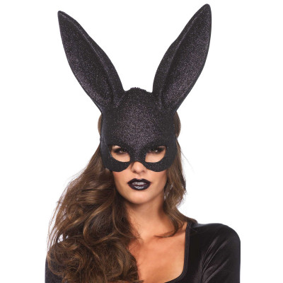 Leg Avenue Glitter Masquerade Rabbit Mask 3760 Black