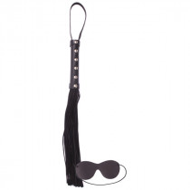 Angel Touch Leather Whip Black with Eye Mask