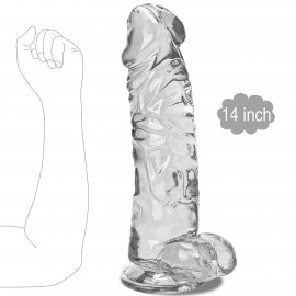 Paloqueth Massive Extra Large Realistic Dildo with Suction Cup 14 Inch Transparent