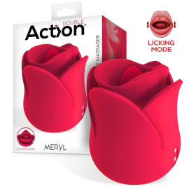 Action Meryl Licking & Vibrating Mouth Shape Rose Massager