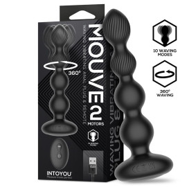 InToYou Mouve Waving Vibrating Anal Plug with Remote Control 2 Motors Black
