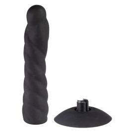 Rimba Latex Play Exchangeable Dildo for Strap-on with Sucking Cup Black