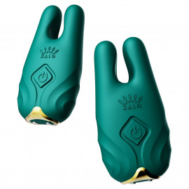 Zalo Nave Wireless Vibrating Nipple Clamps Turquoise Green