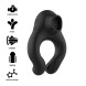 Black & Silver Cock Ring Vibrating & Licking Silicone Rechargeable Black