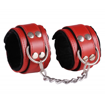 Dominate Me Leather Handcuffs D14 Red-Black