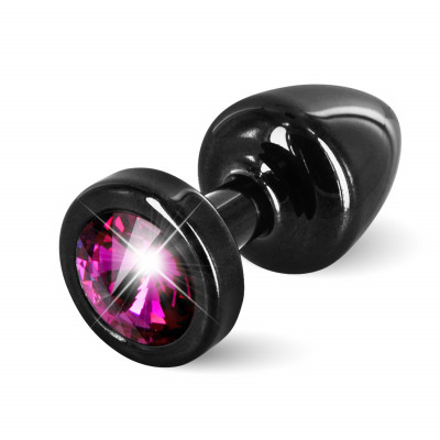 Diogol Anni Round 25mm - Anální šperk Černý s růžovým krystalem