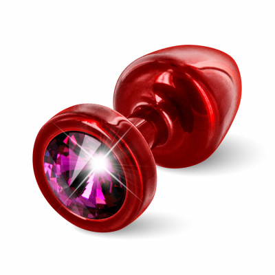 Diogol Anni Round 25mm - Anální šperk Červený s růžovým krystalem