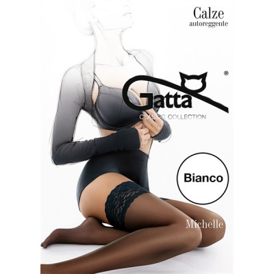 Gatta Michelle 01 - Samodržící punčochy Bianco Bílá
