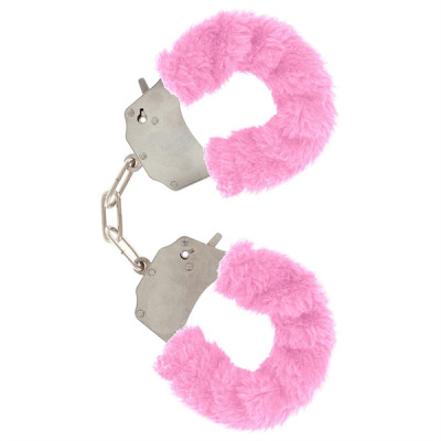 Toyjoy Furry Fun Cuffs - Plyšová kovová pouta růžová