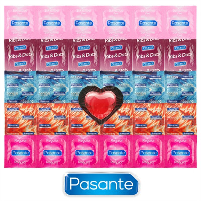 Pasante Mix pro každou příležitost - 30 kondomů Pasante + srdíčkový kondom jako dárek
