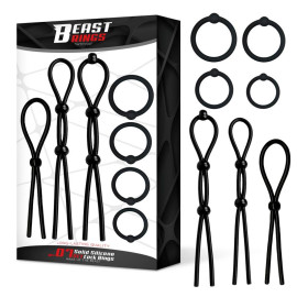 Beast Rings 07 Set Solid Silicone Cock Rings Black