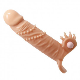 Pretty Love Connor Penis Sleeve Vibrator with Clitoral Stimulator Nude