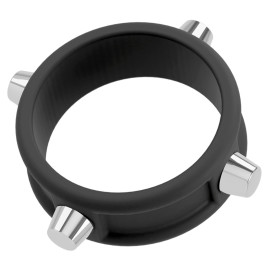 Rebel Cock Ring with Studs Black