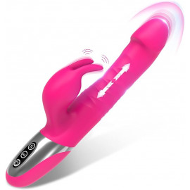 Paloqueth Thrusting & Rotating Rabbit Vibrator with 7 Thrust & 7 Vibration Modes Pink