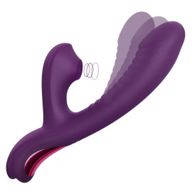 SuperLove Come-Hither Rabbit Sucking G-Spot Dual Vibrator Purple