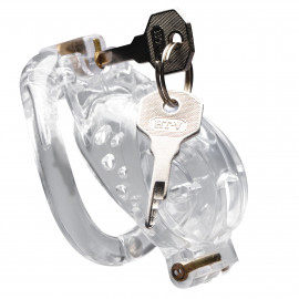 Master Series Double Lockdown Locking Customizable Chastity Cage Clear