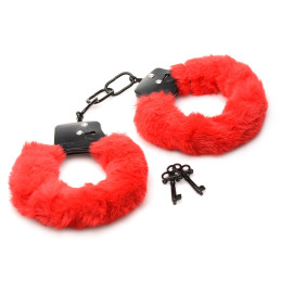 Master Series Cuffed in Fur Furry Handcuffs Red