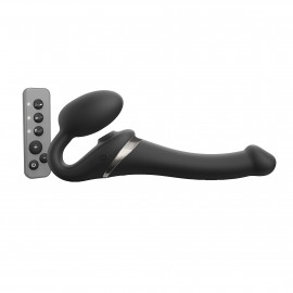 strap-on-me Multi Orgasm Strap-On Vibrator with Licking Stimulator Black XL