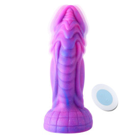 HiSmith HSA99 Dream Sky Monster Series Curved Giant Suction Dildo with Vibrations 20.3cm Pink-Purple