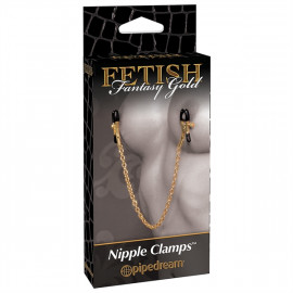 Fetish Fantasy Gold Chain Nipple Clamps - Zlaté svorky na bradavky s řetízkem