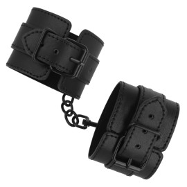 Intense Fetish Vegan Leather Handcuffs Black