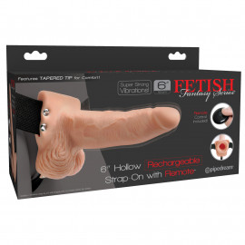 Fetish Fantasy 6" Hollow Rechargeable Strap-On with Remote Flesh