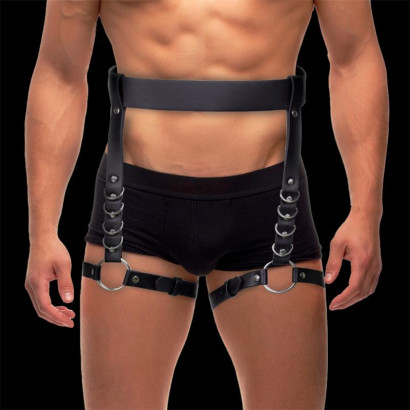 InToYou BDSM Line Didier Leg & Waist Bondage Harness Black