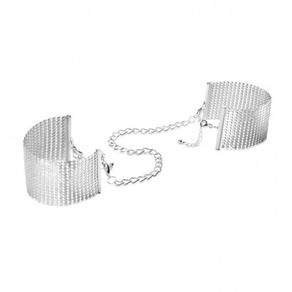 Bijoux Indiscrets Desir Metallique Mesh Handcuffs Silver - Kovová ozdobná pouta Stříbrná