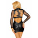 Noir Handmade F142 Powerwetlook with Tulle Minidress with Applications Vip